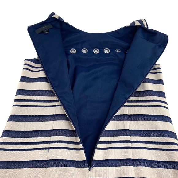 JCrew Striped Sheath Dress Grommet Details Sleeveless Blue - Picture 5 of 9